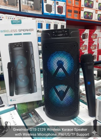Greatnice GTS-2129 Wireless Karaoke Speaker | 4-inch Dual Speaker with Mic, RGB Lights & Multi-Function Support