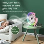USB Rechargeable RGB Light Fan – 180° Rotation | 3-Speed | Portable Silent Cooling Fan for Home & Office