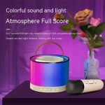 K52 Wireless Portable Bluetooth Speaker Multifunction with Single Microphone RGB Music Player Karaoke Machine for Child Home Gift