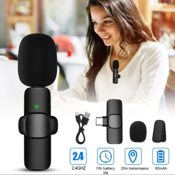 K8 Wireless Lavalier Microphone for Android & iPhone | Type-C Plug & Play Collar Mic | Noise Reduction, 20m Range, 5Hr Battery, 360° Clear Sound | Ideal for Vlog, Live, YouTube, TikTok