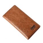 Jeep Men’s Long Wallet – Brown PU Leather Wallet with Pocket & Card Slots (Not Original Leather)
