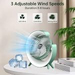 USB Rechargeable RGB Light Fan – 180° Rotation | 3-Speed | Portable Silent Cooling Fan for Home & Office