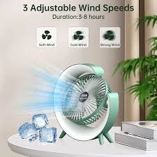 USB Rechargeable RGB Light Fan – 180° Rotation | 3-Speed | Portable Silent Cooling Fan for Home & Office